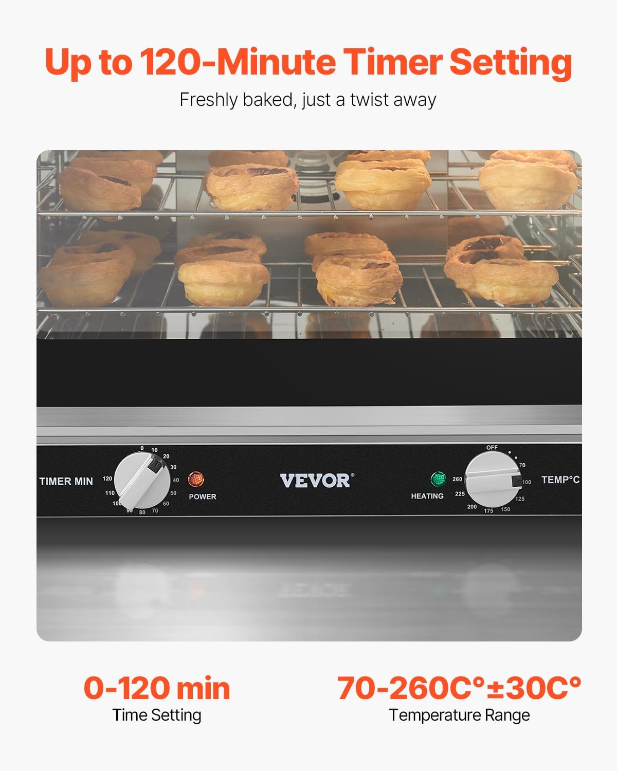 VEVOR Commercial Countertop Oven, 66L 4-Tier Toaster Ovens with Tempered Glass Door, Wire Racks & Tray, 2800W Stainless Steel Baking Ovens for Restaurant Bakery (AC208~240V,60Hz, 6-20P Plug & Outlet)