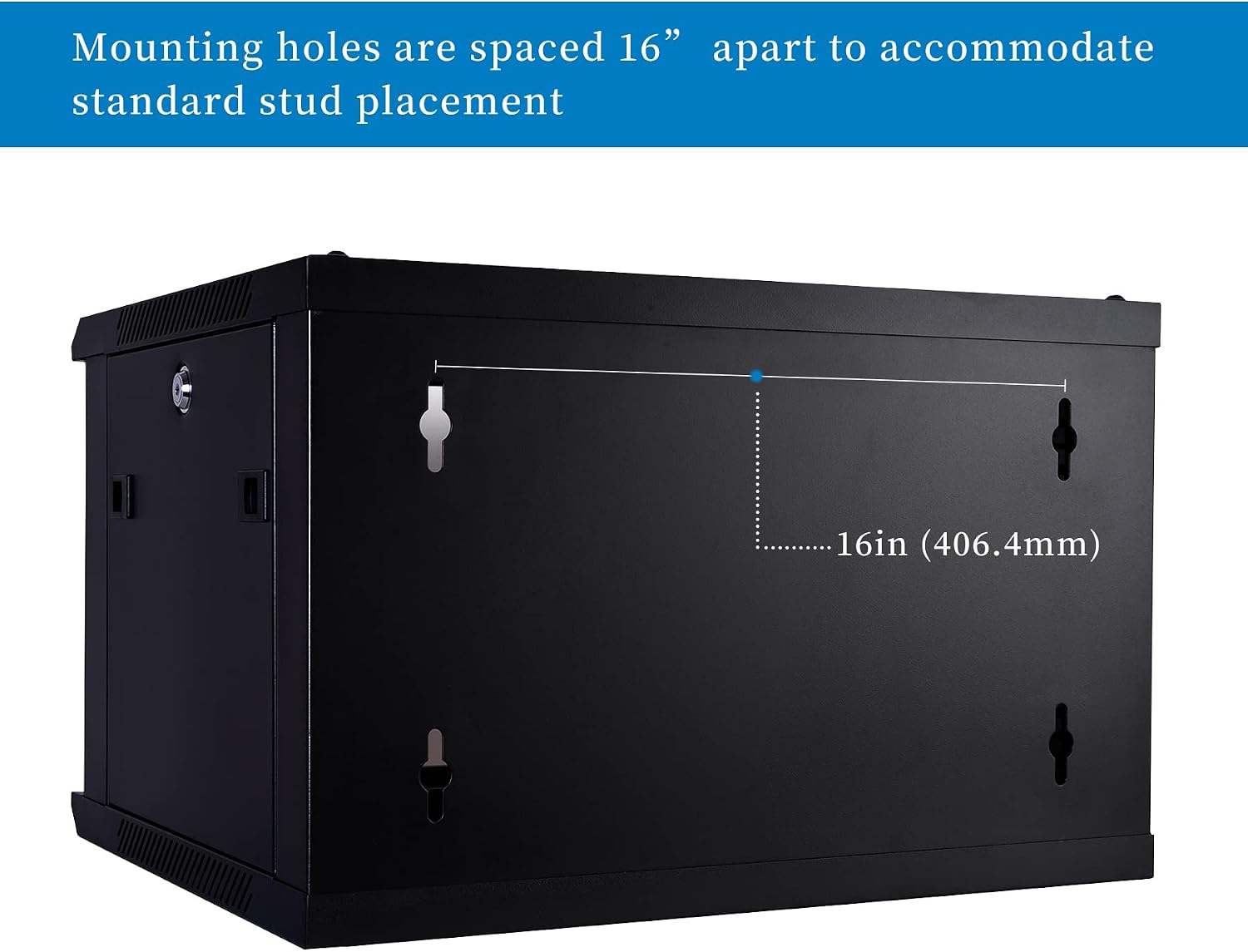 RackPath 6U Wall Mount Server Cabinet Network Rack Enclosure, Quiet Cooling Fan, Perforated Door, Black