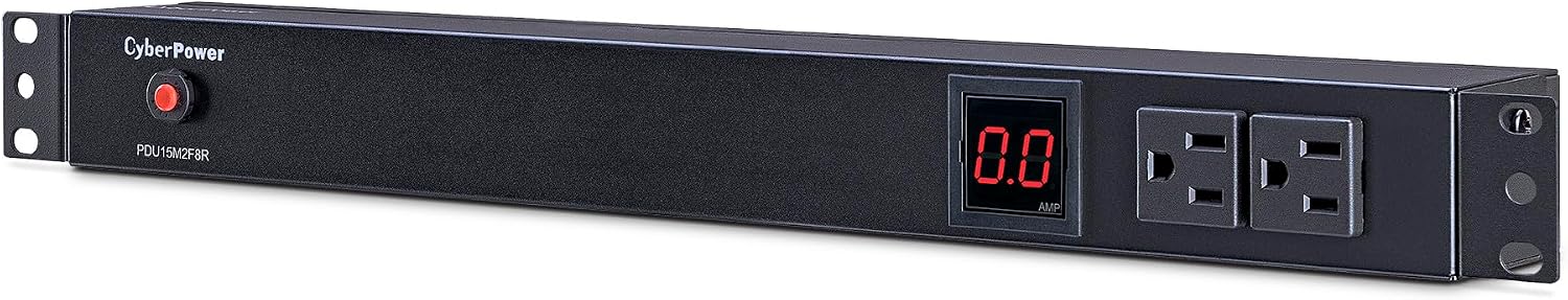 CyberPower PDU15M2F8R Metered PDU, 100-125V/15A (Derated to 12A), 10 Outlets, 1U Rackmount, 15 Foot Power Cord