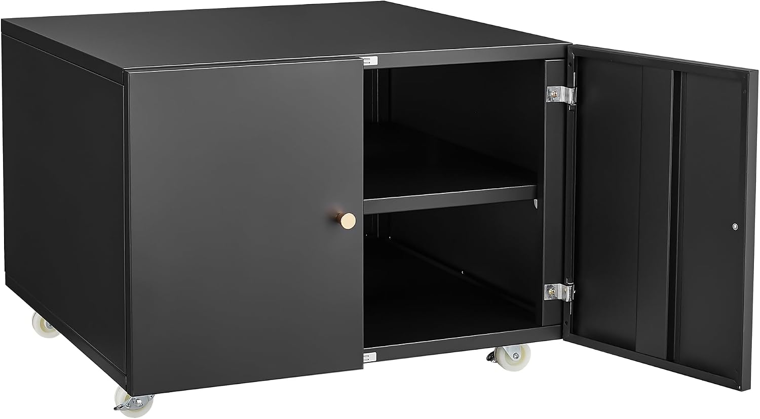 GarveeLife Metal Printer Stand with File Storage Cabinet, Printer Cabinet File Cabinet On Wheels with Door and Adjustable Shelf, Printer Table Stand for Home Office 17.72' H Black