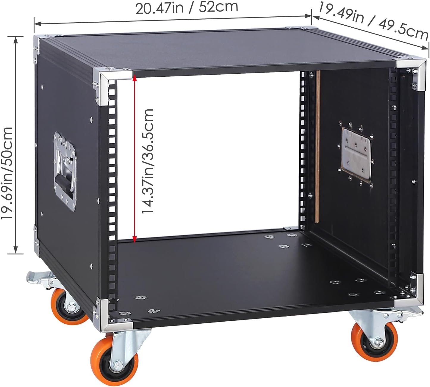 Movable AV Gear Rack 8U 19in Mobile Floor Standing Network Device Storage Cabinet Stand - Audio Stereo Studio DJ Equipment Rack Server IT Data Devices Storage Cabinet Enclosure with Castors