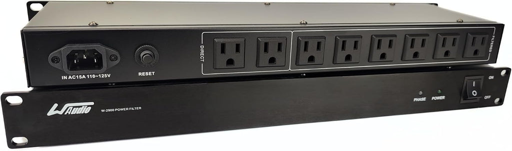 WAudio 1U Rackmount Power Conditioner - AC Noise Power Filter, Mains Purifier with Surge Protection (Black)