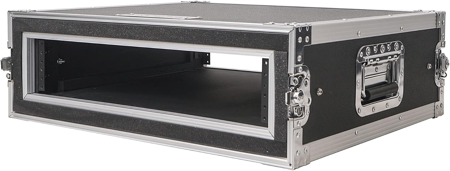 Sound Town Shock Mount 2U ATA Plywood Rack Case with 21' Rackable Depth, 2-Space Size, Pro Tour Grade (STRC-SP2U)