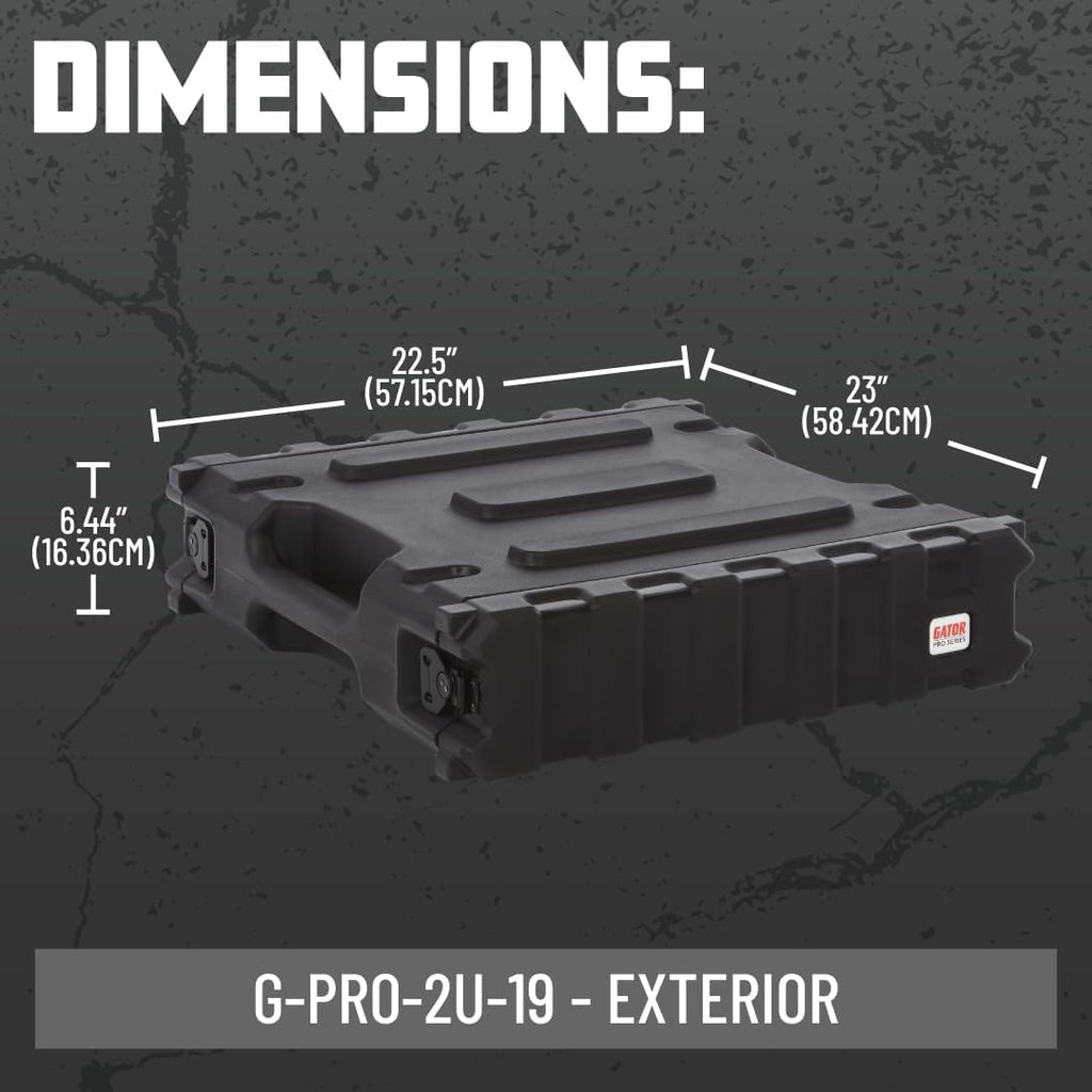 Gator Cases Pro Series 2U Rack Case with Standard 19' Depth, Roto Molded Made in USA (G-PRO-2U-19)