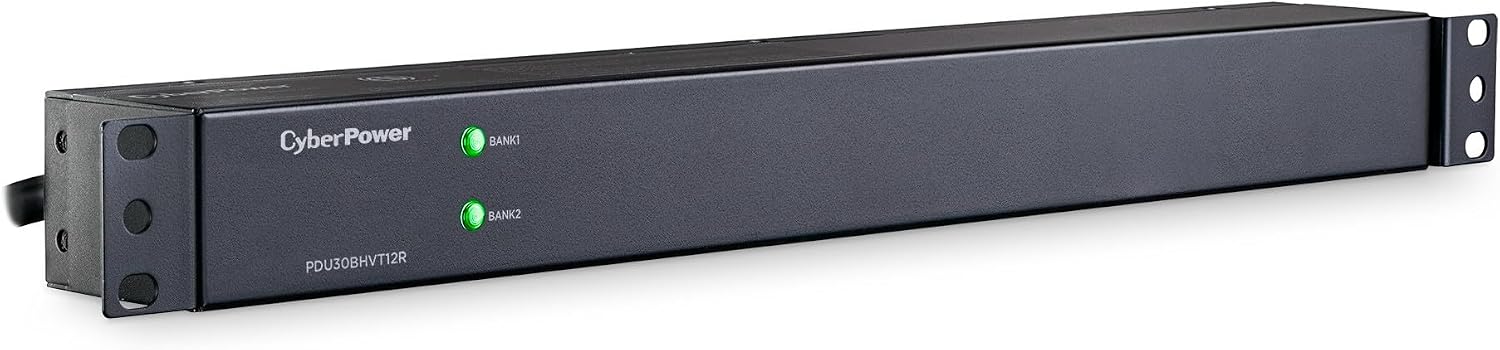 CyberPower PDU30BHVT12R Basic PDU, 200 – 230V/30A (Derated to 24A), 12 Outlets, 10ft Power Cord, 1U Rackmount