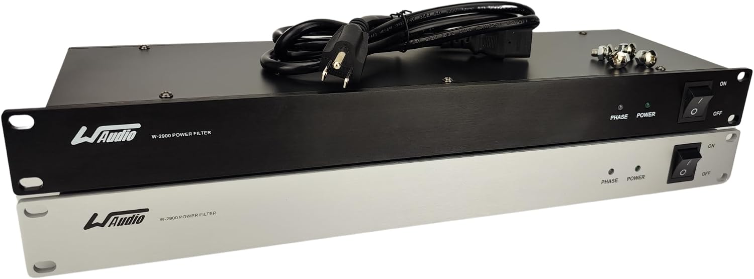 WAudio 1U Rackmount Power Conditioner - AC Noise Power Filter, Mains Purifier with Surge Protection (Black)