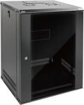Tecmojo 15U Wall Mount Rack Network Cabinet for 19' IT Equipment,with Lockable Glass Door and Side Panels,Cooling Fan,17.7inch Depth,Black (15U)