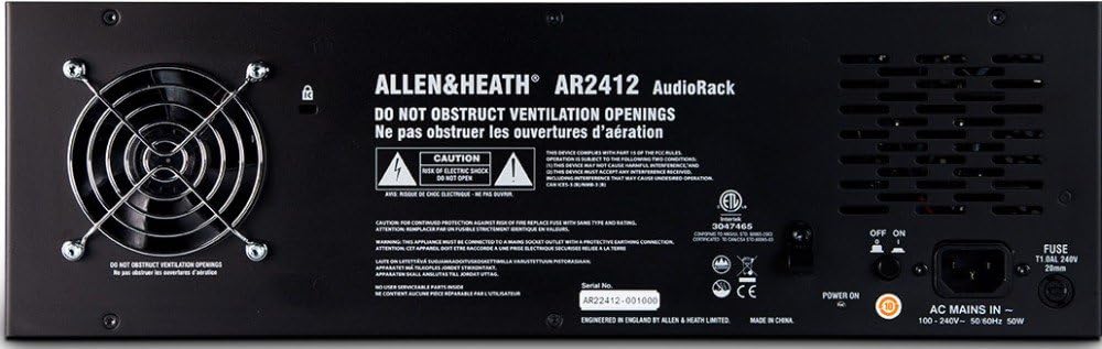 Allen & Heath AR2412 Remote Audio Rack for GLD Digital Mixing System, 24 In/12 Out, Black (AH-AR2-2412-BLK)