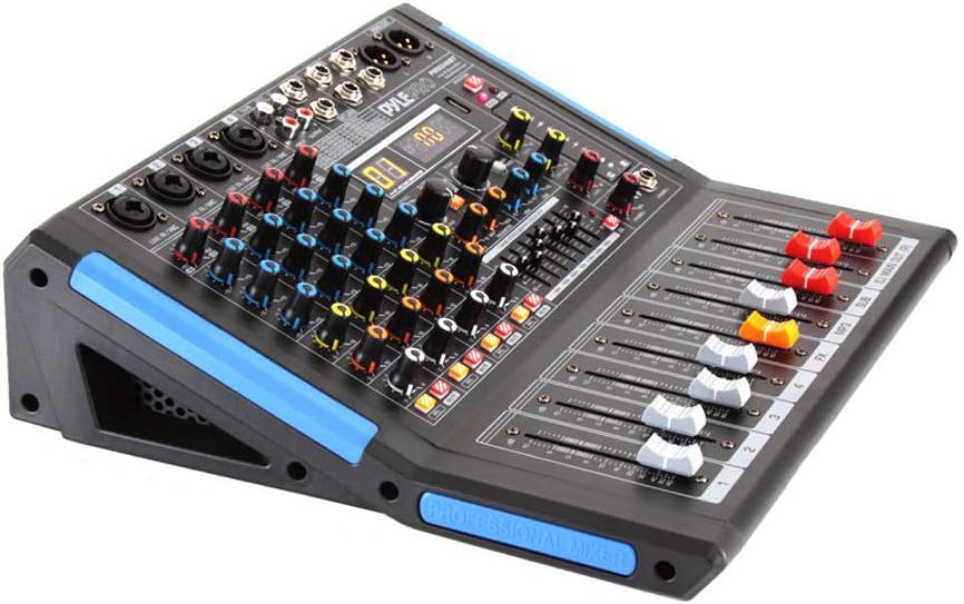 Pyle 4-Channel Bluetooth Studio Audio Mixer-DJ Sound Controller Interface with USB Drive for PC Recording Input, XLR Microphone Jack,48V Power,Input/Output for Professional and Beginners - PMXU46BT