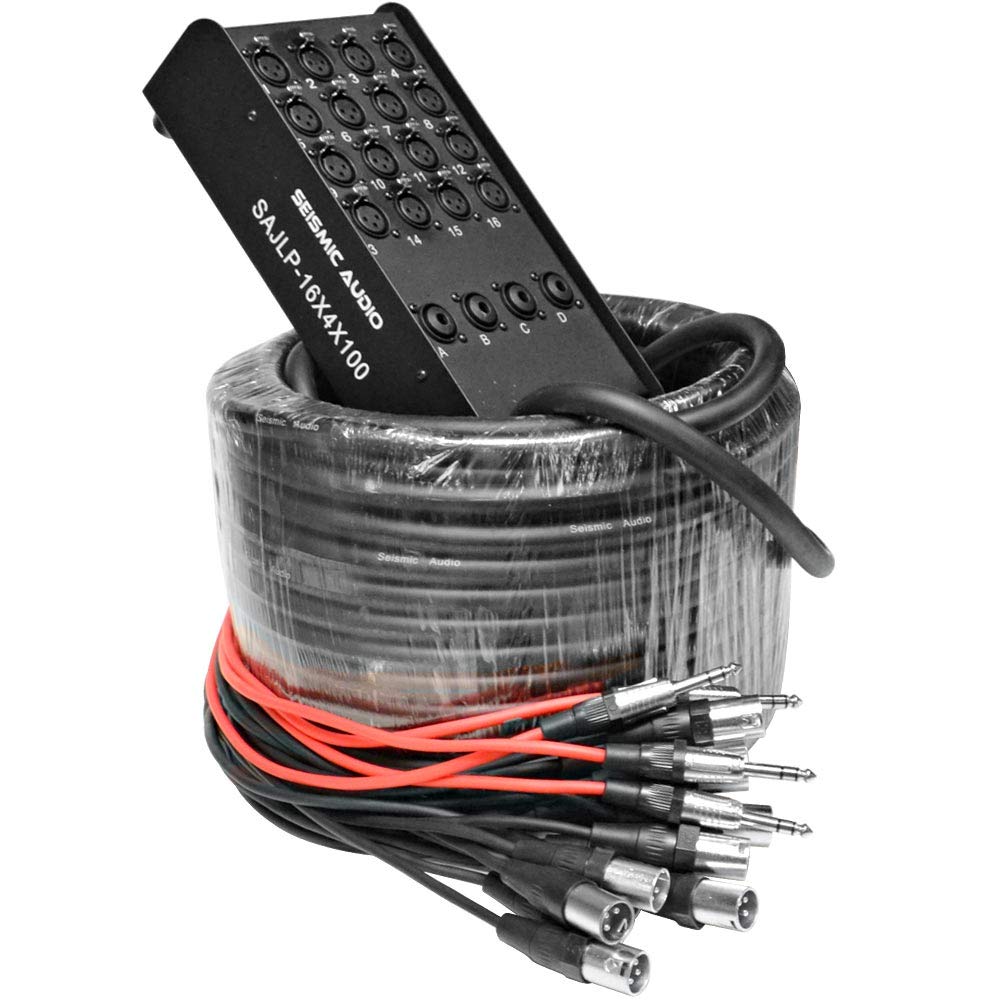 Seismic Audio - XLR Low Profile Snake Cable with 4 TRS Returns - Circuit Board Snake for Recording, Stage, Studio PA DJ use (100 Feet - 16 Channel - 4 TRS)