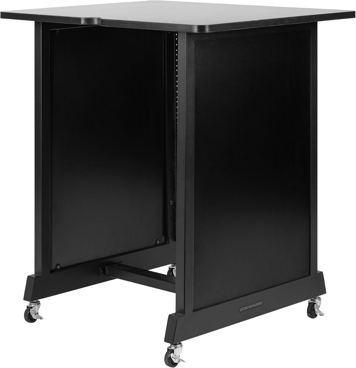 Gator Frameworks Rok-It Studio Series 14U Wood Rack Cabinet with Casters and Leveling Feet, Black (RI-STRK-14U-BLK)