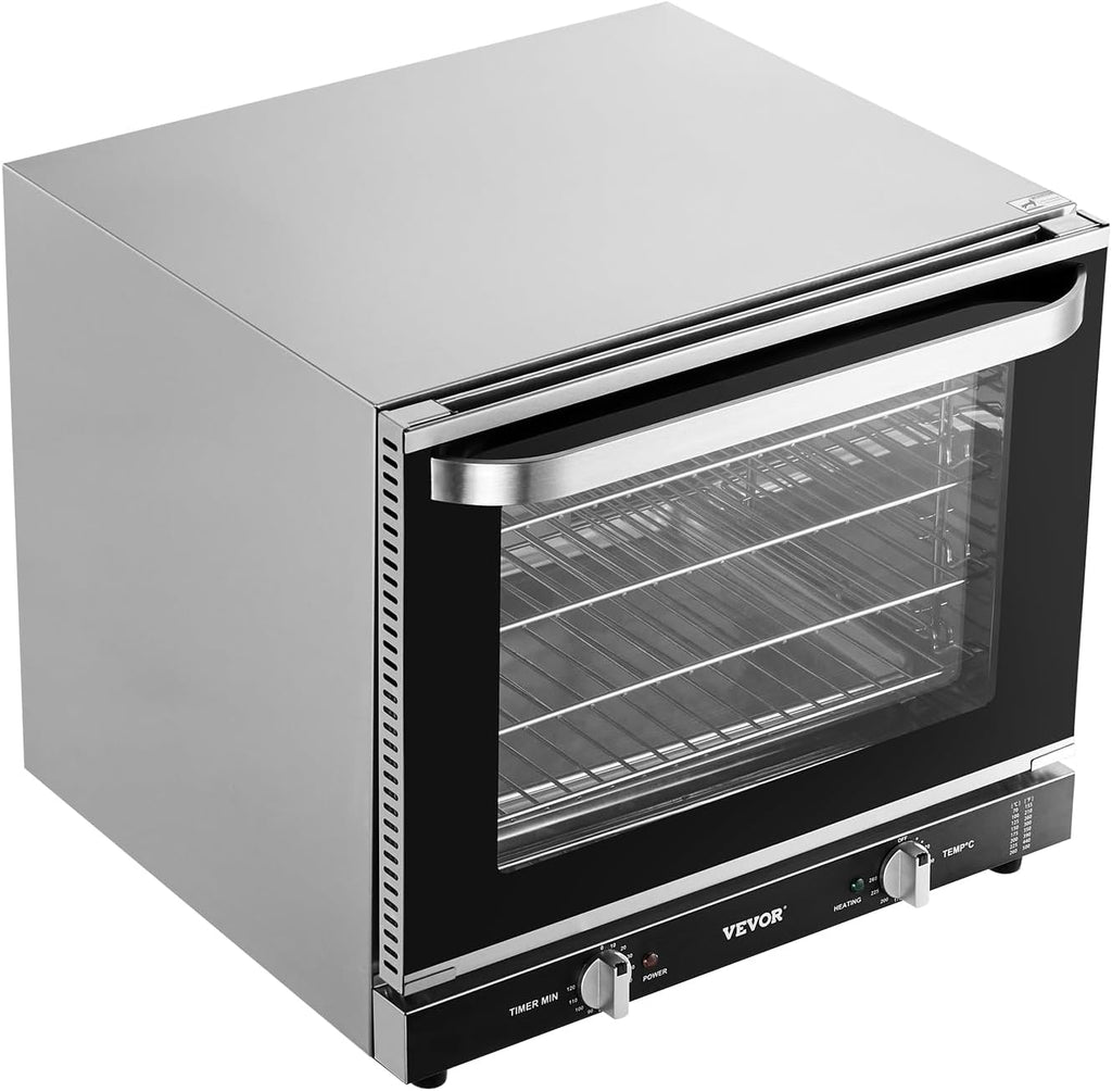 VEVOR Commercial Countertop Oven, 66L 4-Tier Toaster Ovens with Tempered Glass Door, Wire Racks & Tray, 2800W Stainless Steel Baking Ovens for Restaurant Bakery (AC208~240V,60Hz, 6-20P Plug & Outlet)