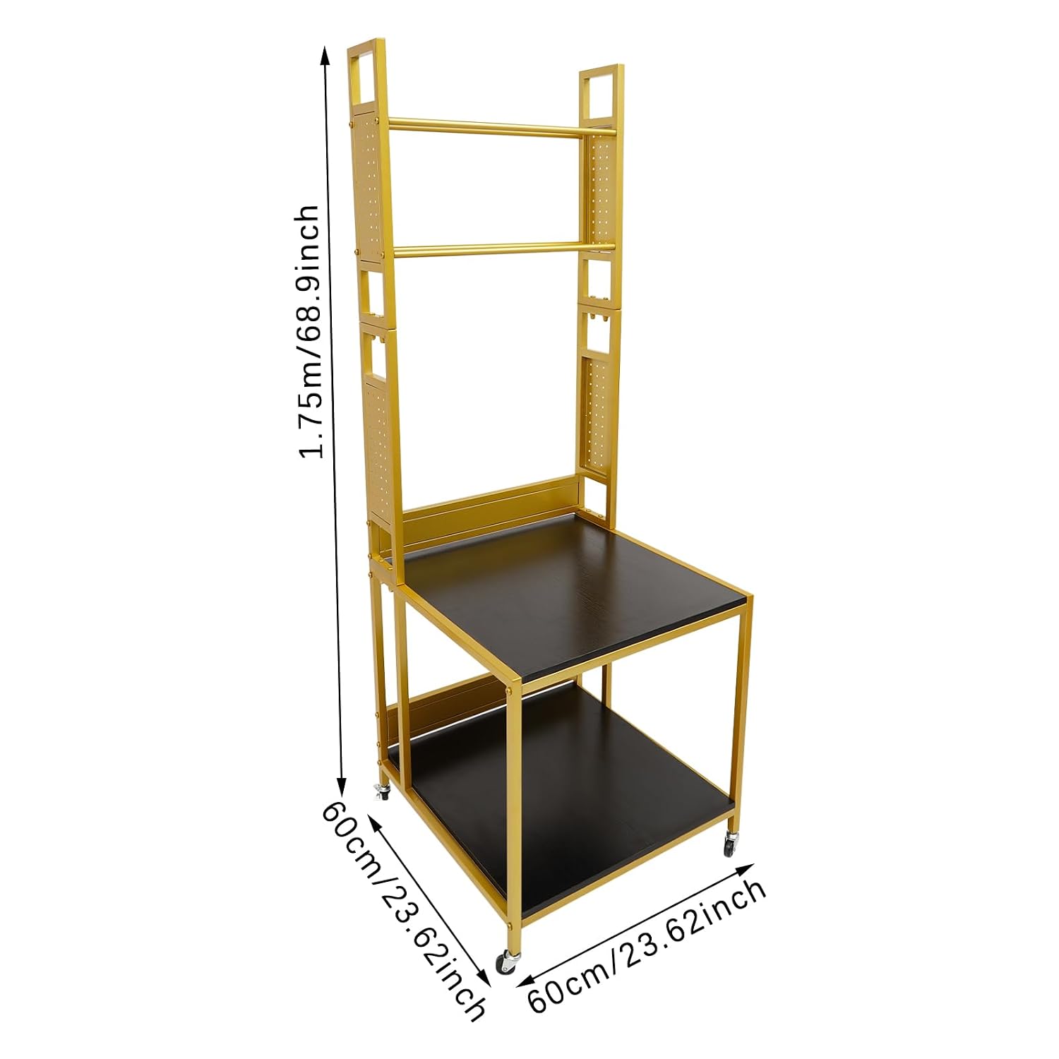 3D Printer Stand and Filament Storage, Heavy Duty 3D Printer Table on Wheels, Sturdy 3D Printer Filament Storage Rack, Large Shelf 3D Printer Stand Cart Desk for Workshop Studio Office(Gold)