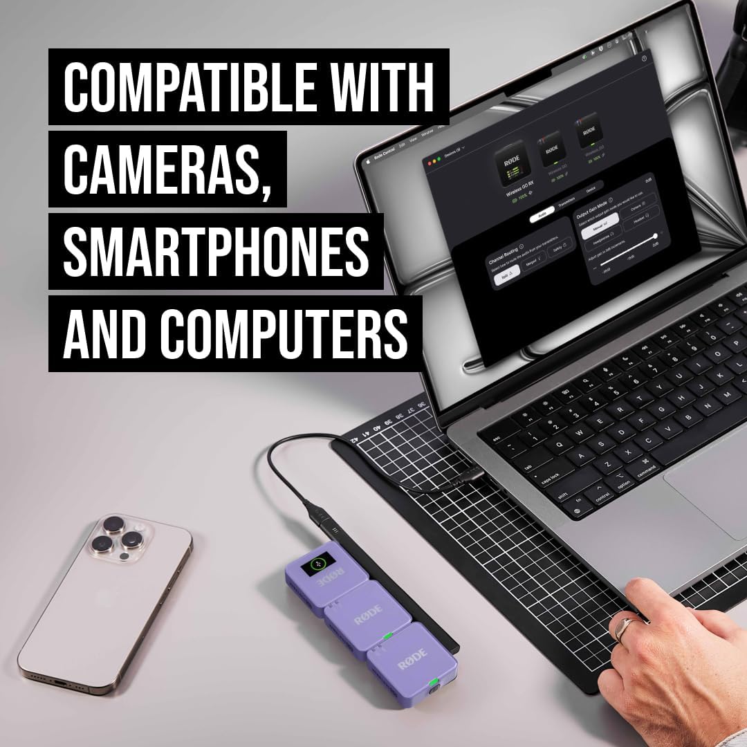 RØDE Wireless GO (Gen 3) – Compact Wireless Mic – Pristine Audio, 32-bit Float Recording, Automatic Level Control, for Phones, Cameras and Computers (Lilac)