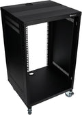 Rockville RR16U 16U Live Sound/Recording Studio Rack Case with Wheels, Reversible Rack Rails, Front & Rear Mounting, Cable Management Ports, 440lb Capacity