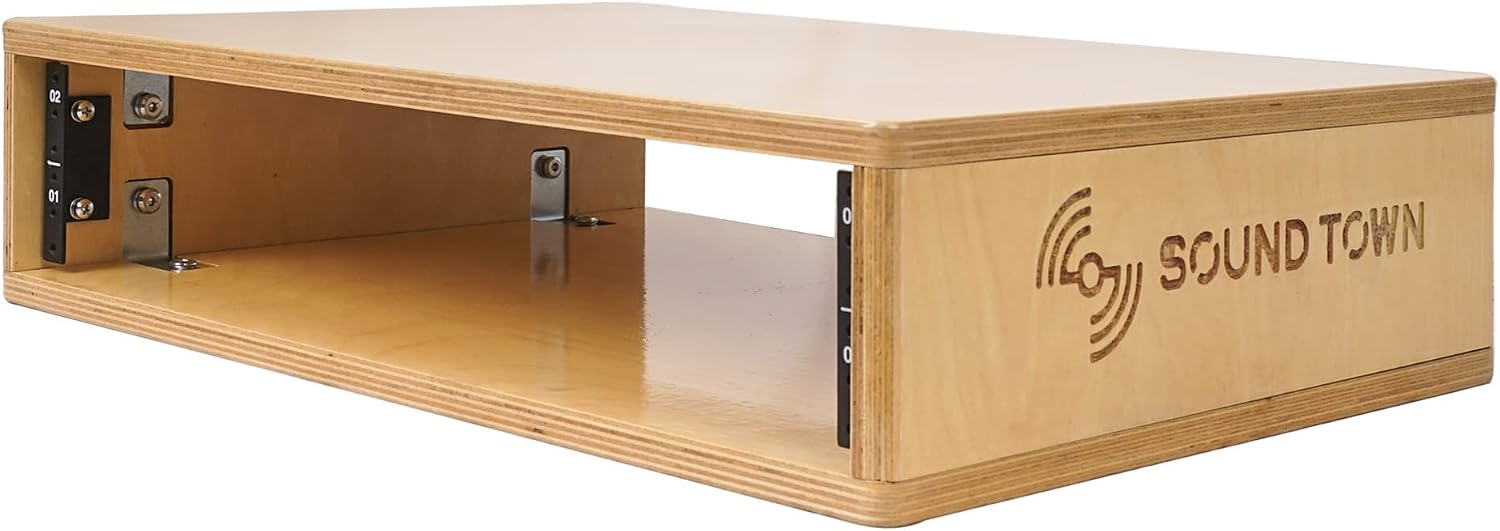 Sound Town DIY 2U Studio Rack with Solid Baltic Birch Plywood, Golden Oak for Recording Room, Home Studio (SDRK-Y2)
