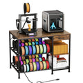 3D Printer Table with Filament Storage, 3-Tier 3D Printer Stand with Power Outlet & Drawer, Heavy Duty 3D Printer Rack for Workshop Studio Office (Brown)