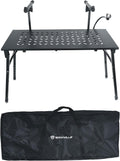 Rockville PKS44 2-Tier Keyboard/DJ Stand, Tabletop, Mic Stand, Detachable Second Tier, Foldable, Steel, Carry Bag, Perfect for DJs, Studios, Live Gigs