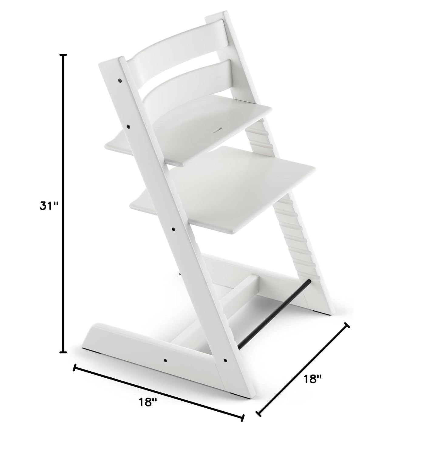 Tripp Trapp Chair from Stokke, White - Adjustable, Convertible Chair for Toddlers, Children & Adults - Convenient, Comfortable & Ergonomic - Classic Design