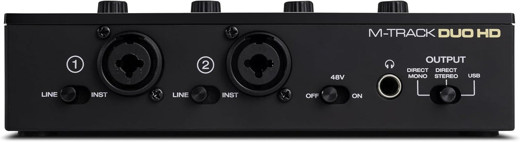M-AUDIO M-Track Duo HD Audio Interface, M100 Condenser Microphone and HDH41 Studio Monitoring Headphones for Recording, Producers, Content Creators and Podcasters