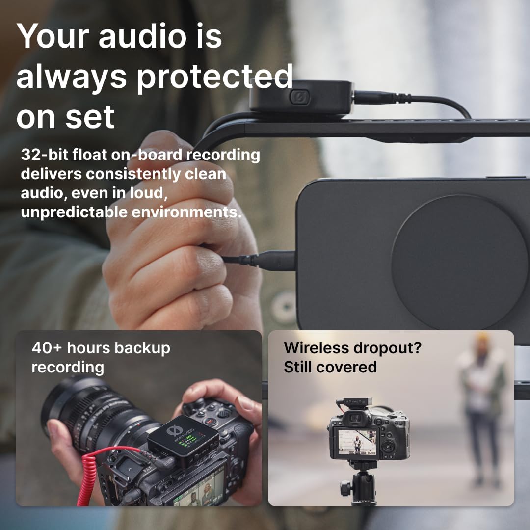 RØDE Wireless PRO Compact Wireless Microphone System with Timecode, 32-bit Float On-board Recording, 2 Lavalier Microphones and Smart Charge Case for Filmmaking and Content Creation
