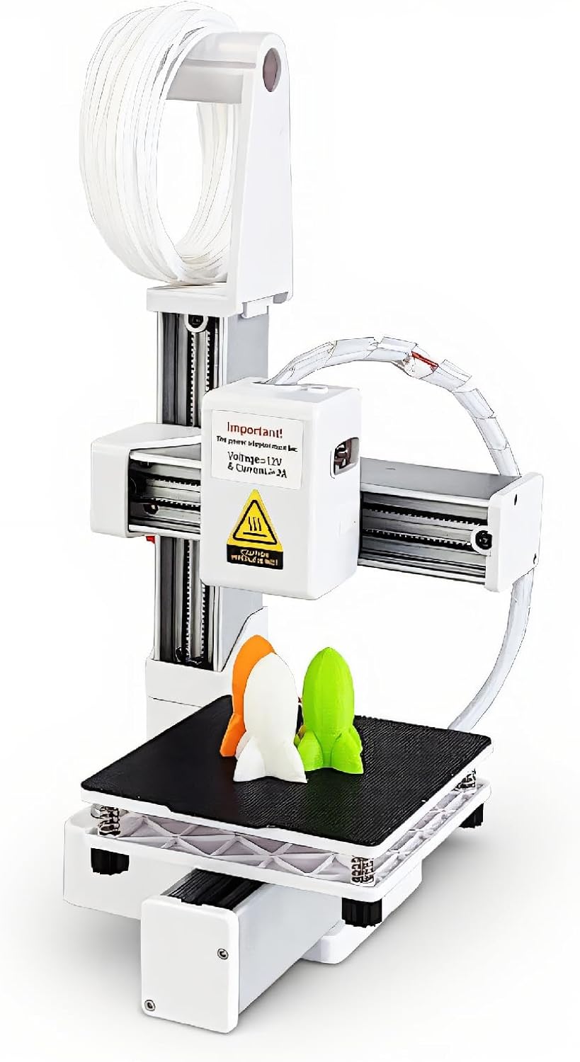 Pomya Mini 3D Printer, Portable Small FDM3D Printer for Kids and Beginners, 100 x 100 x 100mm Printing Size, 10-40mm / s Printing Speed, Supported 1.75mm TPU PLA (White)