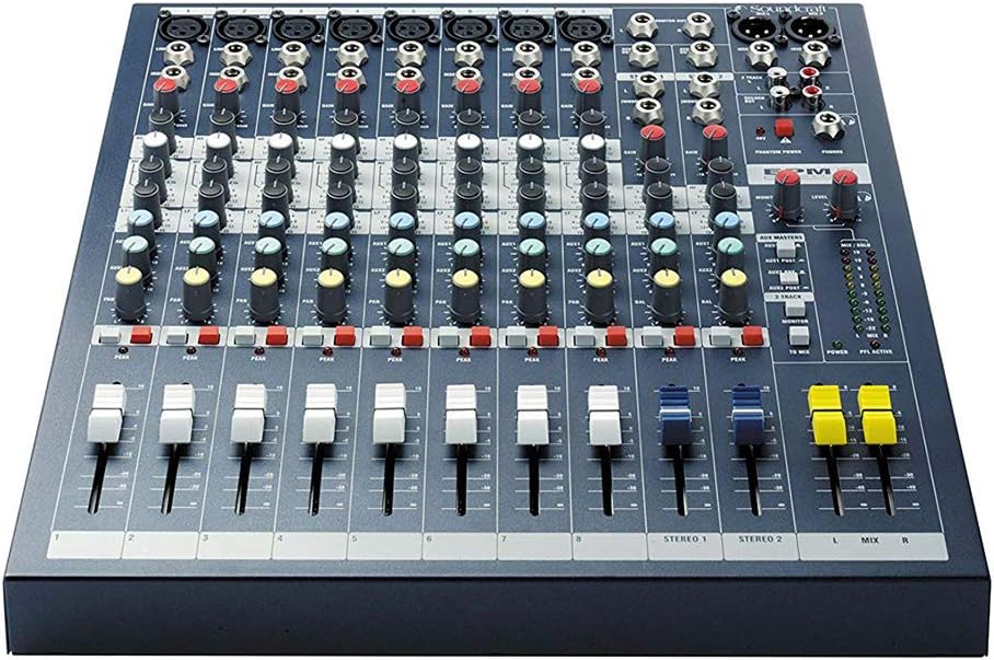 Soundcraft EPM 8-8 Mono + 2 Stereo Audio Console with Gator Cases 1515 Mixer Bag, Fastener Straps (10-Pack) & XLR Cable Bundle