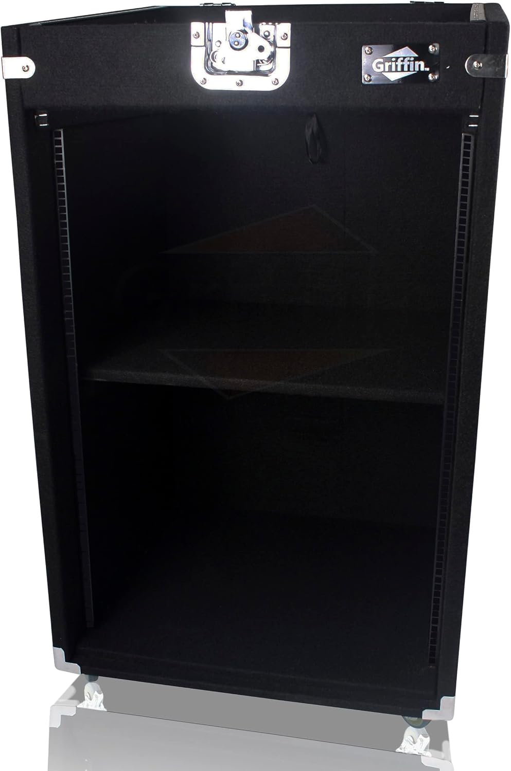 Griffin Rackmount Studio Mixer Flight Road Case (Ultimate-PROAudio) – 25U Mount Space Amp Cabinet Travel Trunk For Music Gear Recording Equipment – Portable DJ Sound Booth Carpet Rack Stand Cart