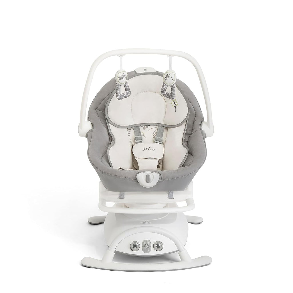 Joie Cinnamon 2-in-1 Glider and Rocker – Multi-Motion Baby Swing and Rocker Combo with Plush Fabrics, Compact Design, and Multiple Recline Positions – Soothing Sounds & Gentle Vibrations (Fern)