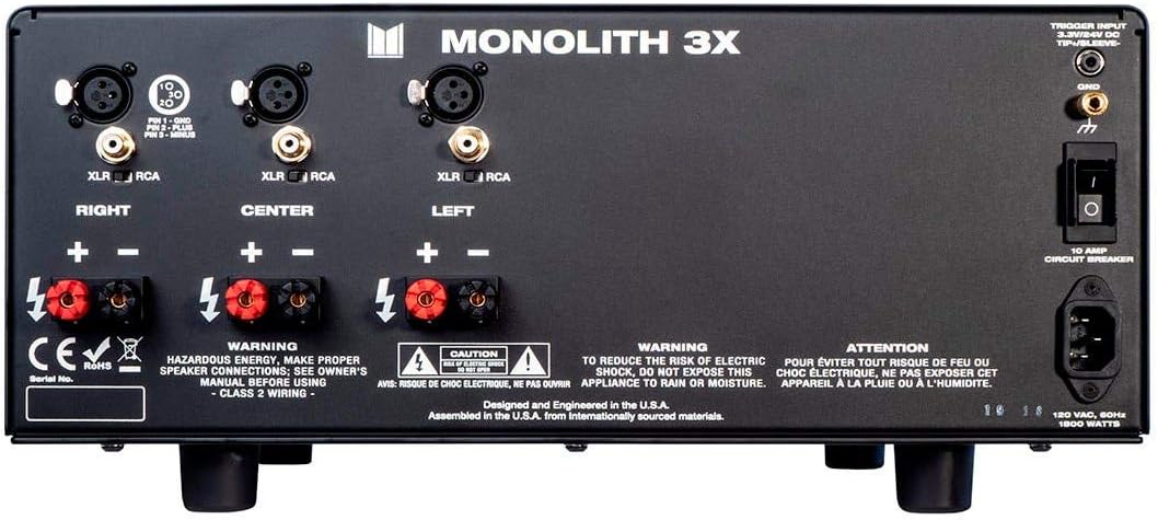 Monolith Multi-Channel Home Theater Power Amplifier - with 3x200 Watt Per Channel Into 8 Ohms, XLR and RCA Inputs, Toroidal Transformer
