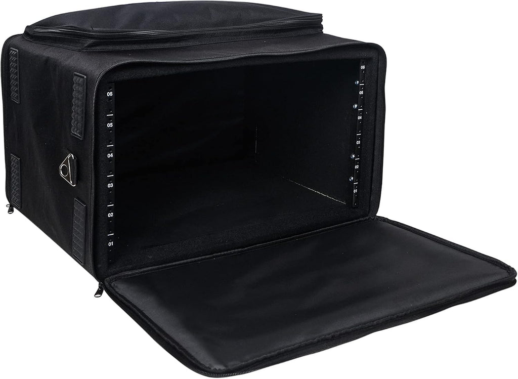 Sound Town Portable 6U Rack Bag, Soft Rack Case with 14' Rackable Depth, Plywood Rack Frame, Shoulder Strap, Accessory Pocket (STRB-616B)