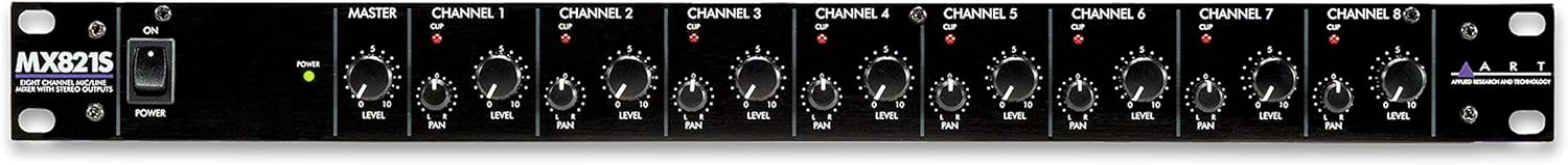 ART MX821S Eight Channel Mic/Line Mixer with Stereo Outputs, MultiColored