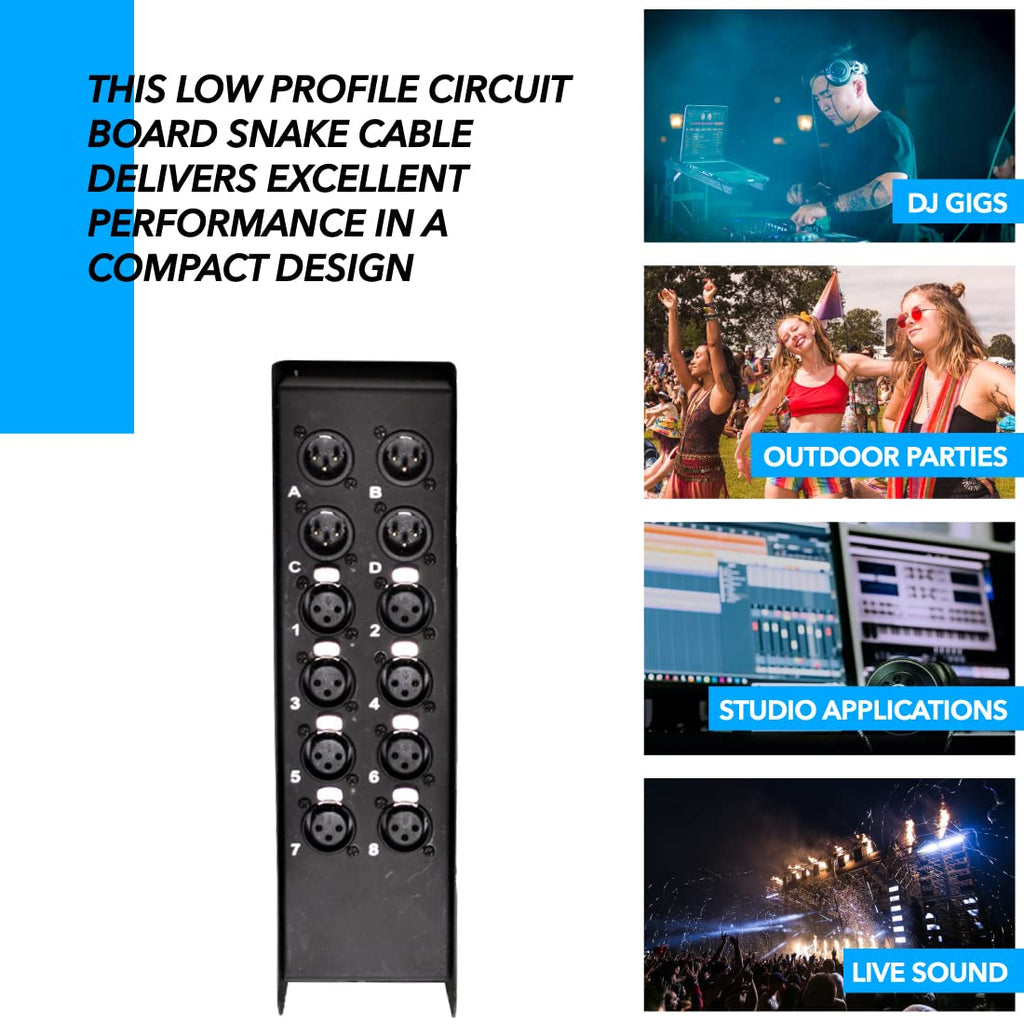 Seismic Audio Speakers 8 Channel Low Profile XLR Send Sub Snake Cable, XLR Splitter Cable, 100 Feet