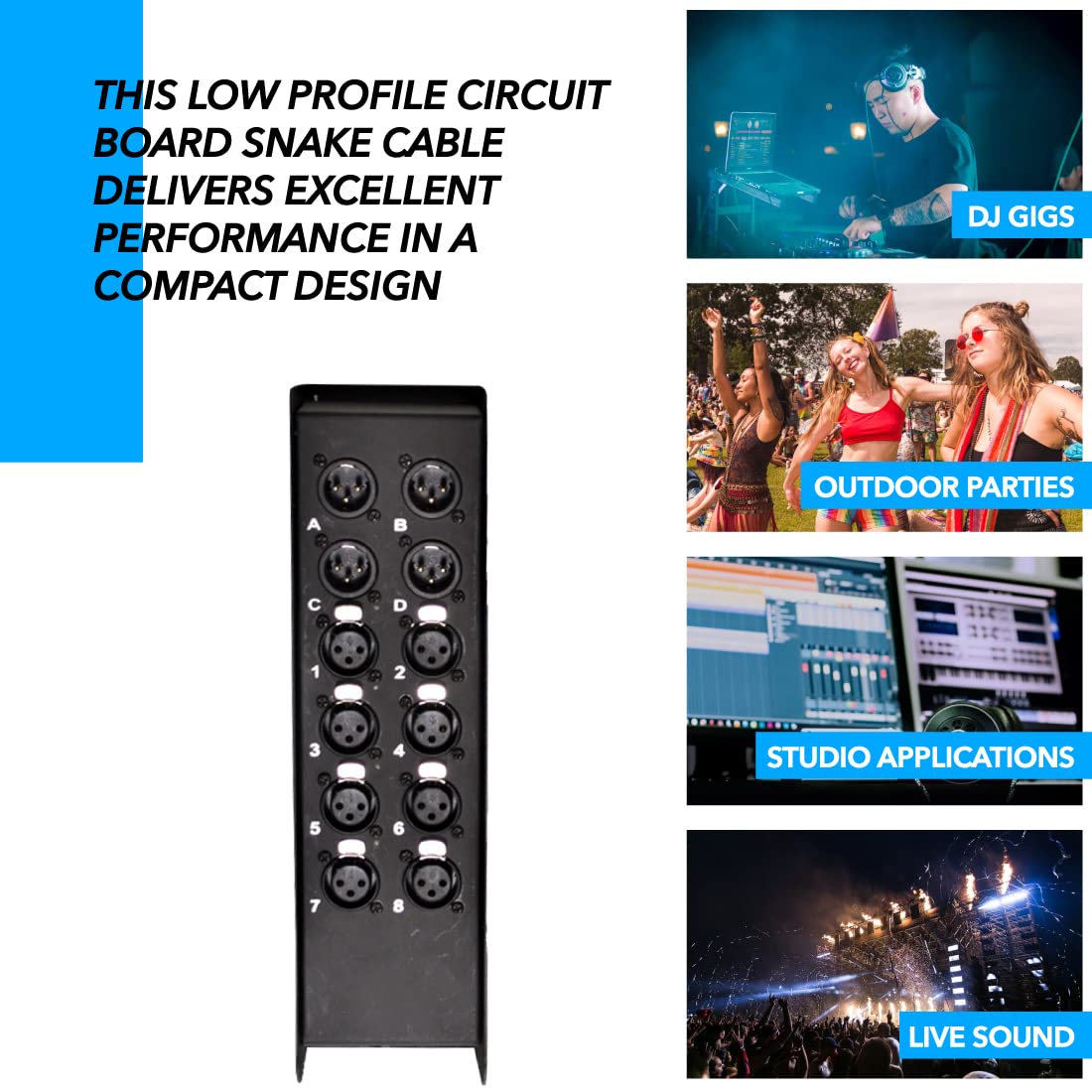 Seismic Audio Speakers 8 Channel Low Profile XLR Send Sub Snake Cable, XLR Splitter Cable, 100 Feet