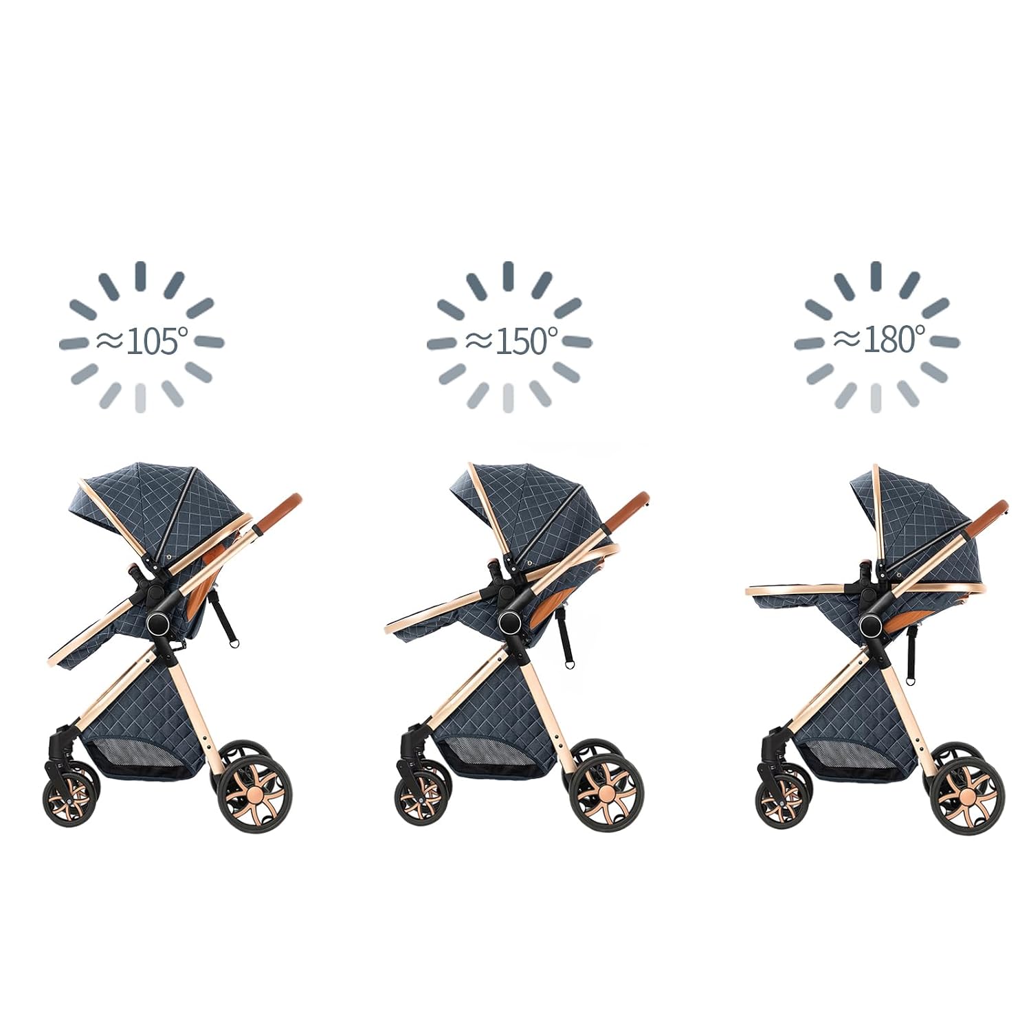 2 in 1 Baby Stroller, Convertible Pram, Reversible Standard Stroller, Portable Baby Buggy, Infant Carriage, Foldable High Landscape Pushchair for Toddler Newborn (225 Grey)