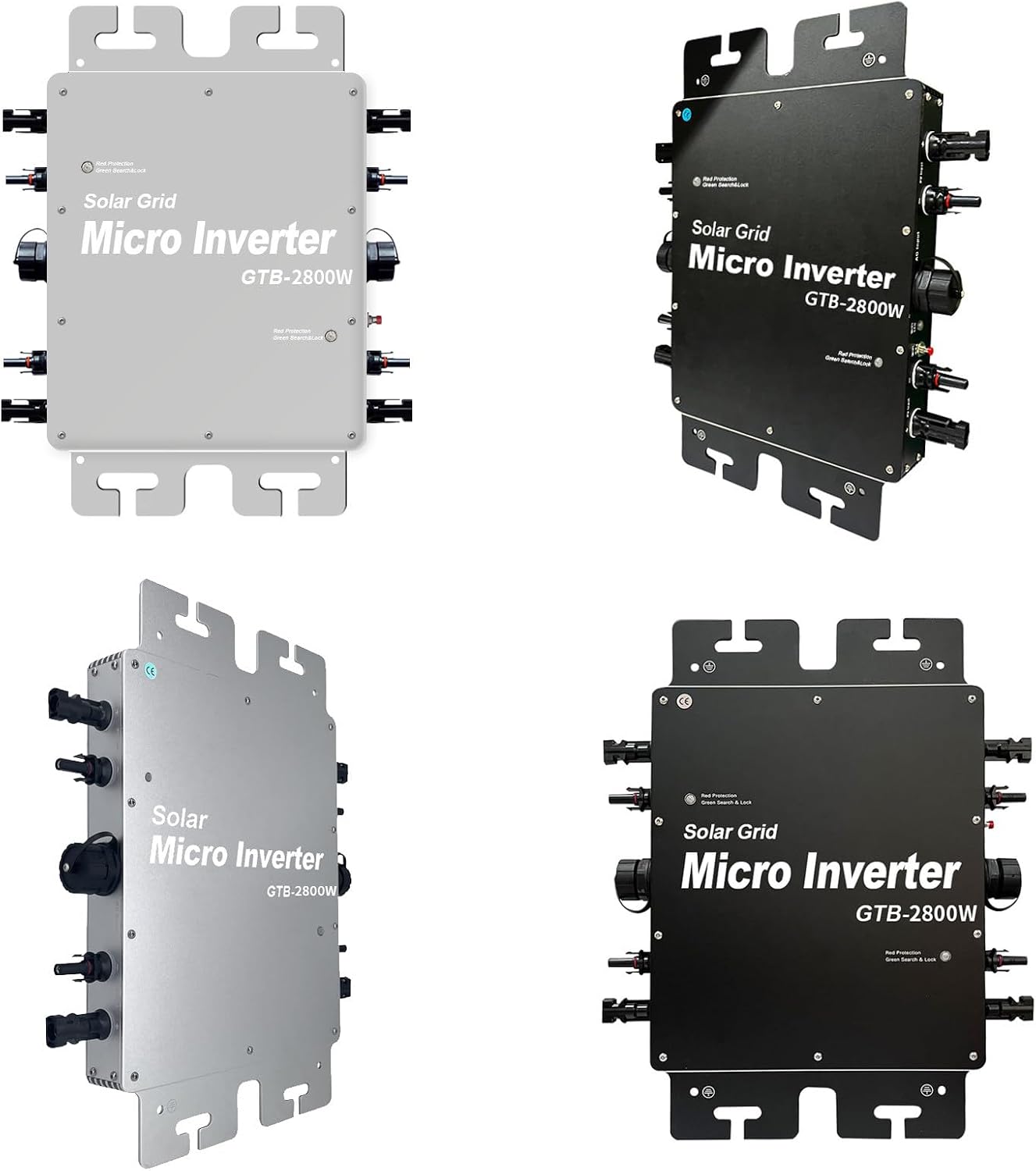 MPPT Solar Micro Inverter 2000W 2400W 2800W, DC 24V-60V to AC 120/230V, for Home Commercial Solar Panels 2400W-Grey