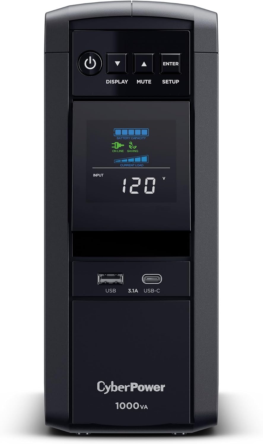 CyberPower CP1000PFCLCD PFC Sinewave UPS Battery Backup and Surge Protector, 1000VA/600W, 10 Outlets, AVR, Mini-Tower, UL Certified