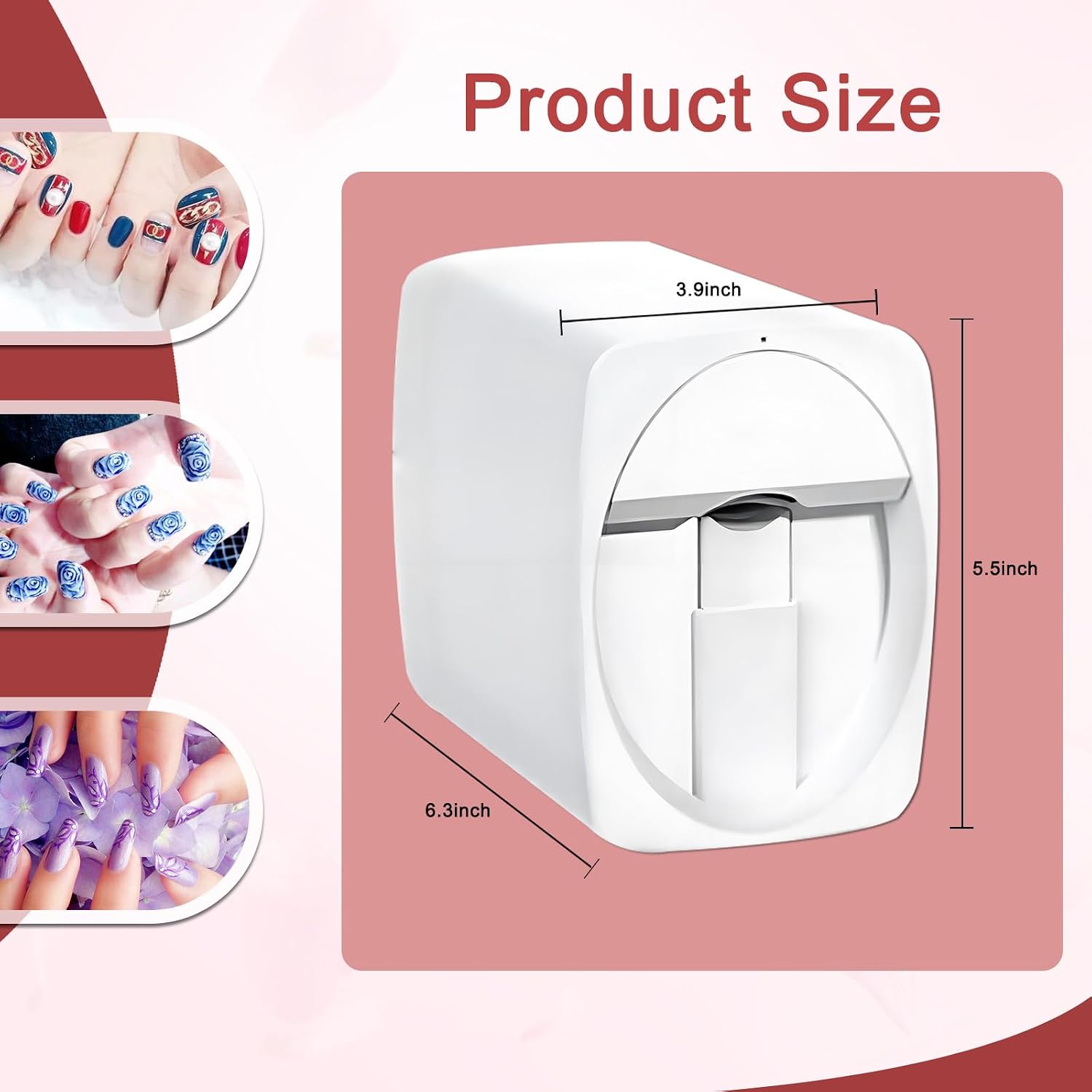 3D Nail Printer for Kids Beginners Safe Portable Device Salon-Grade Mobile Nail Printer,30s Fun Painting, 1000+ Cartoon Designs,with 2 Ink Cartridges, Each Cartridge Can Print 300 Nails A