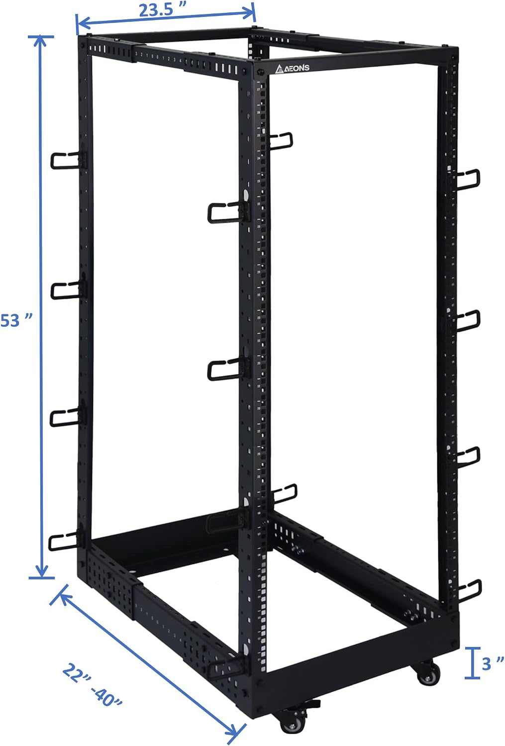 AEONS 27U 4-Post IT Open Frame Server Rack 19 Inch Depth-Adjustable (22' to 40') Network Equipment AV Gear w/Casters and Cable Management