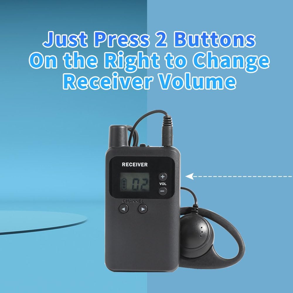 AGJ Wireless Tour Guide System, Tour Guide Microphone, Tour Guide Headsets 1 Transmitter 10 Receivers 1 Charger Court Church Translation Assisted Listening System for Factory School