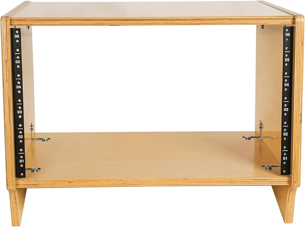 Sound Town DIY 6U Angled Desktop Turret Studio Rack with Solid Baltic Birch Plywood, Golden Oak, Assembly Required (SDRK-Y6SL)