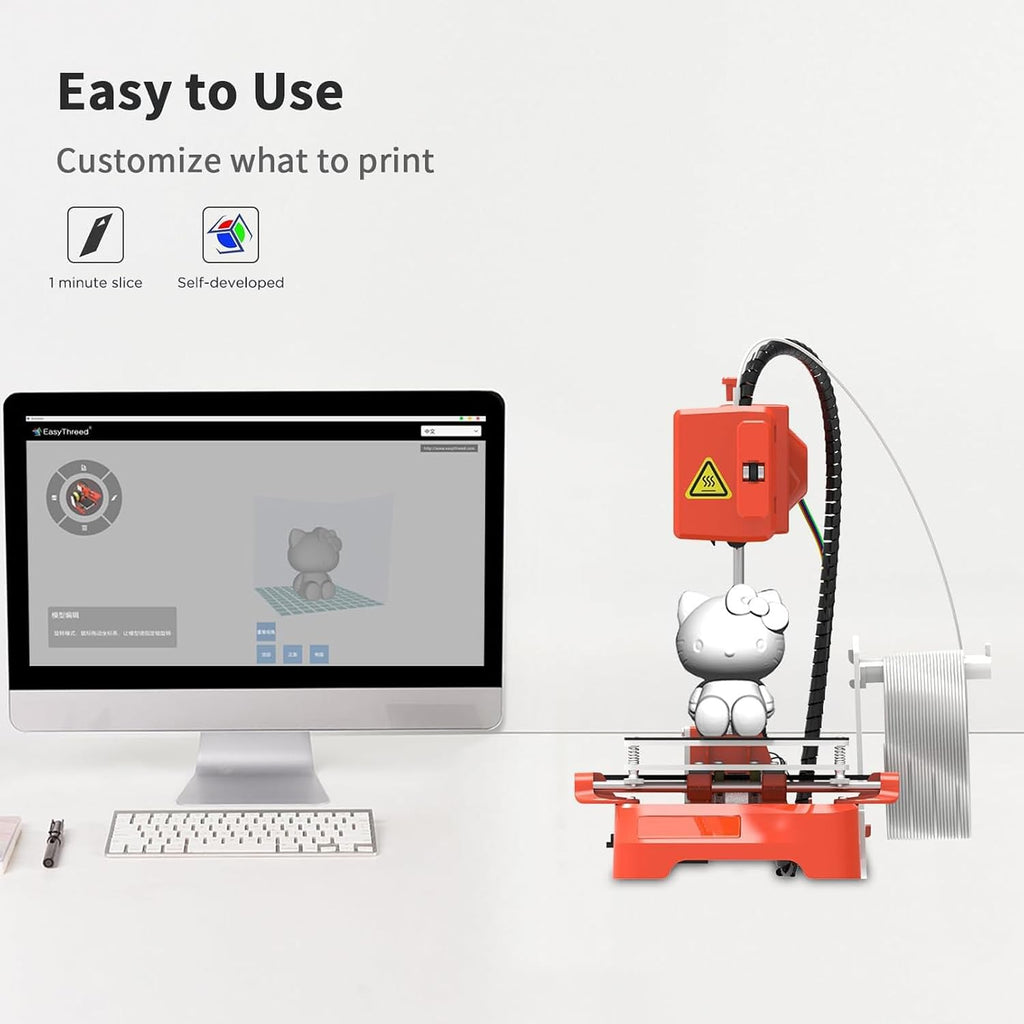Mini 3D Printer, K7 Desktop Mini 3D Printer 100X100X100mm Printing Size for Kids Student Education for Beginners Kids Teens Orange