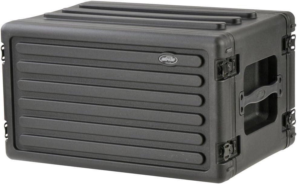 SKB 6U Shallow Roto Rack Case - Durable Polyethylene Gear Protector, Stackable, Waterproof with Twist Latches & Rubber Feet for Musicians, DJs, and A/V Equipment - Secure Transport & Storage Solution