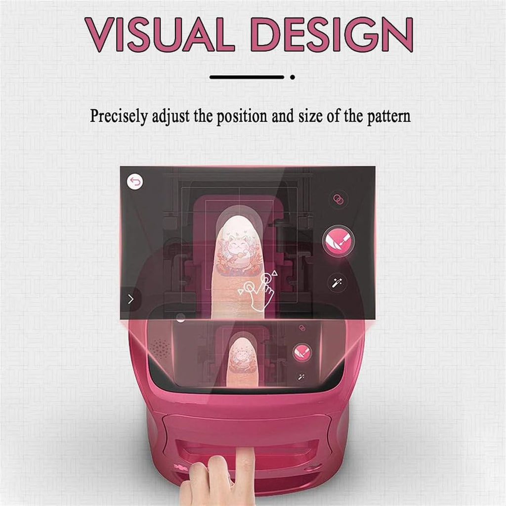 Automatic Smart 3D Art Nail Printer, Digital Mobile Nail Art Printer - Mini Portable Nail Painting Machine Control Through Free Mobile App, for Beauty & Personal Care for Girls' Home Nails