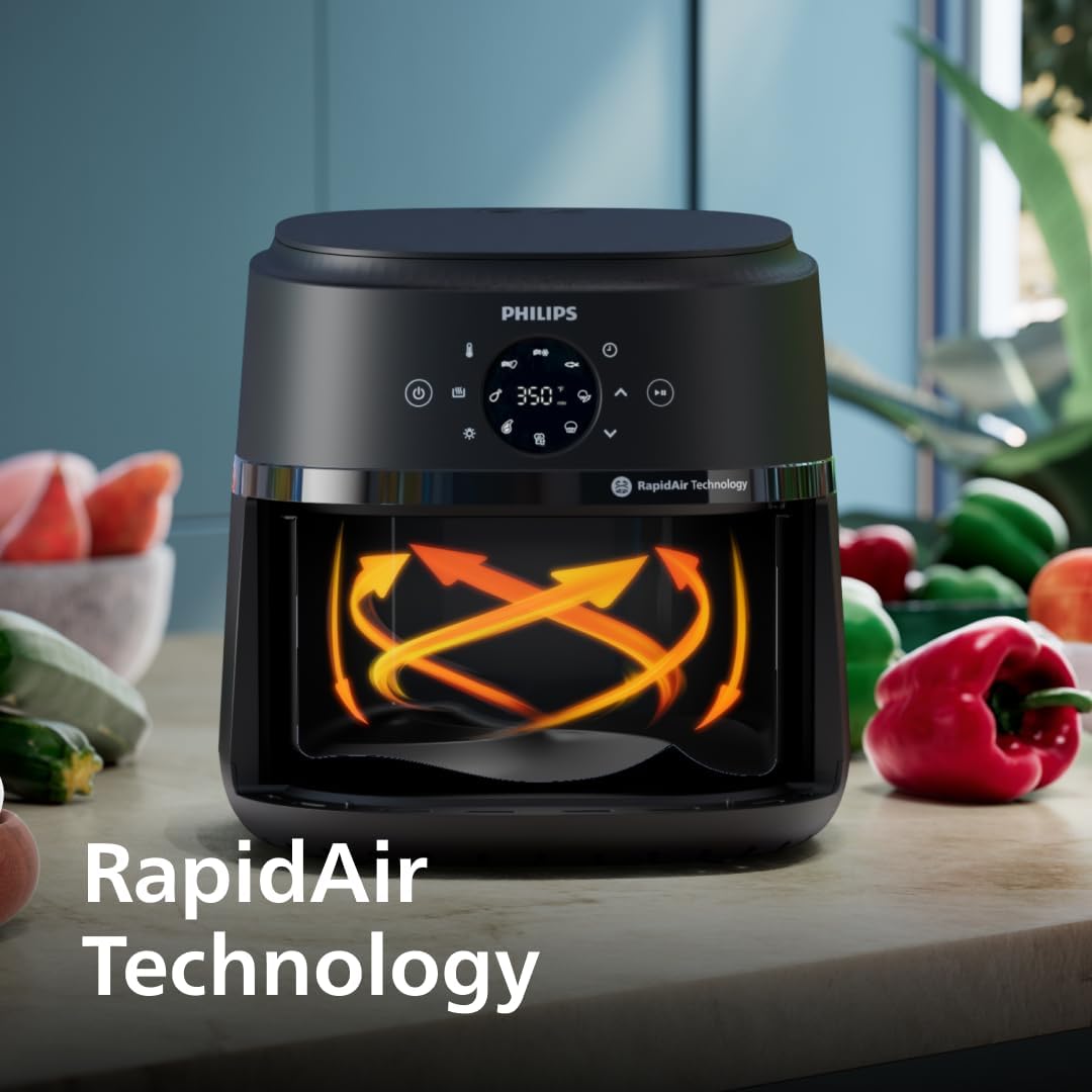 Philips Airfryer 2000 Series – 13 Ways to Cook, 6.2L Capacity, Compact Design with Cooking Window, RapidAir Technology, Fry with up to 90% Less Fat, Easy to Clean (NA230/00)