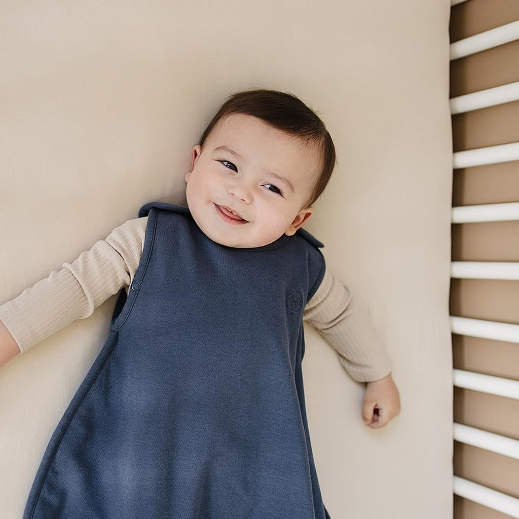 Woolino 4 Season Ultimate Baby Sleep Sack – Merino Wool Baby Sleeping Bag, Organic Cotton Outer, Temperature Regulating Wearable Blanket, All Season, 2 Months–2 Years - Indigo