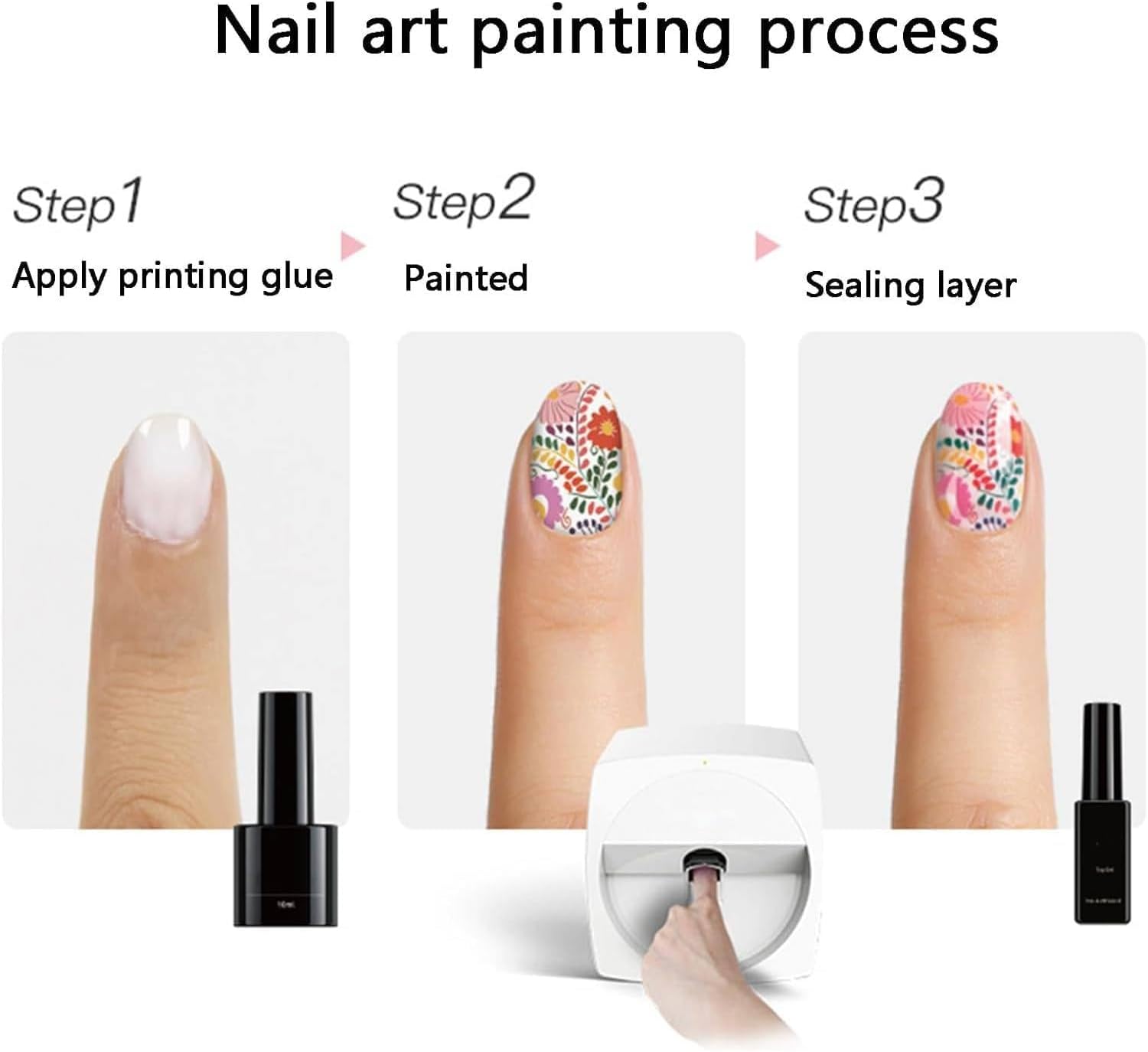 Digital Mobile Nail Art Printer, 3D Smart Nail Painting Machine, Support WiFi/DIY/USB, 2400Dpi Printing Resolution, for Kid/Nail Studio/Manicurist/Nail Lovers