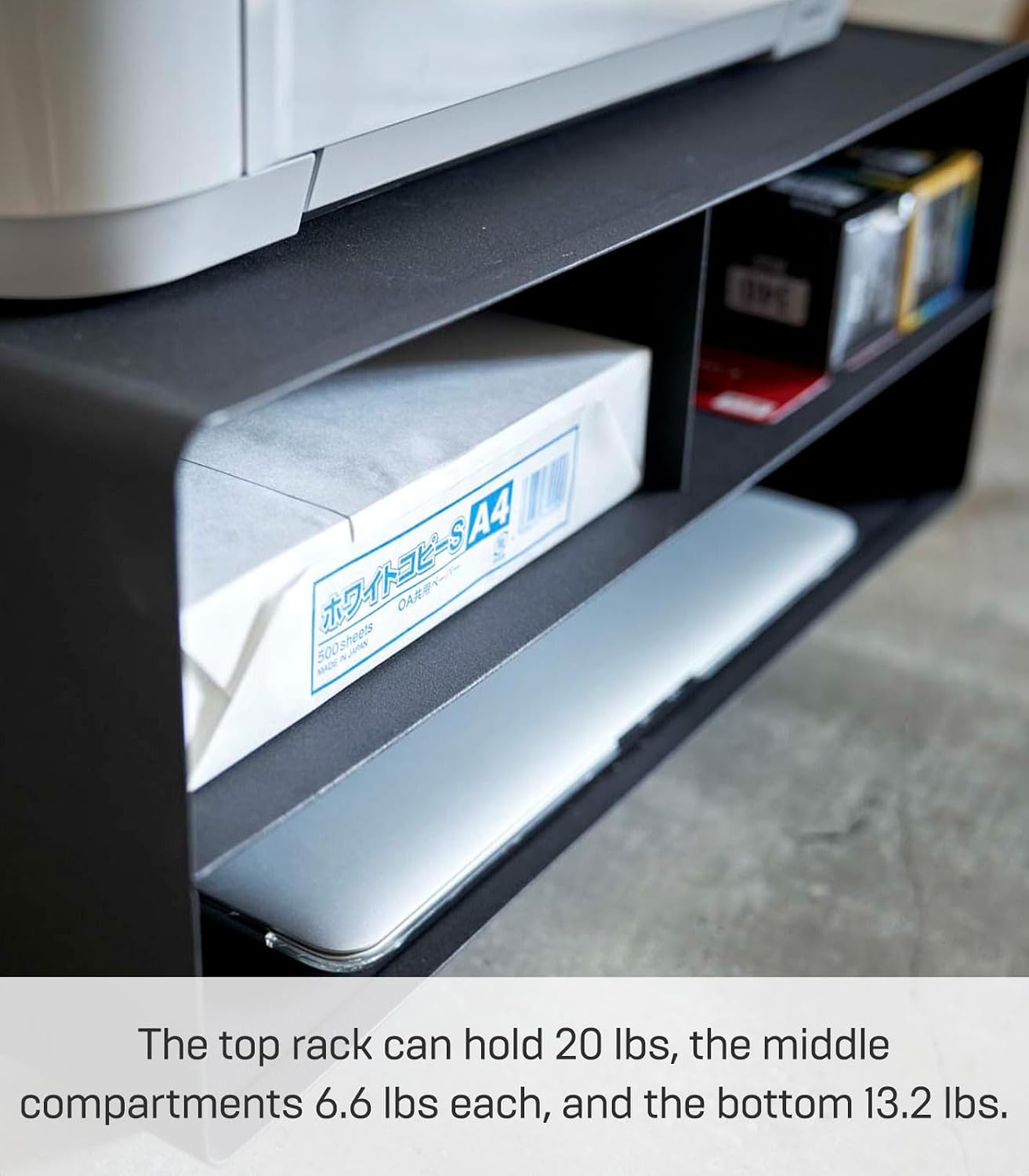 YAMAZAKI Home Tower Desktop Printer Stand - Computer Accessory Office Organizer - Steel