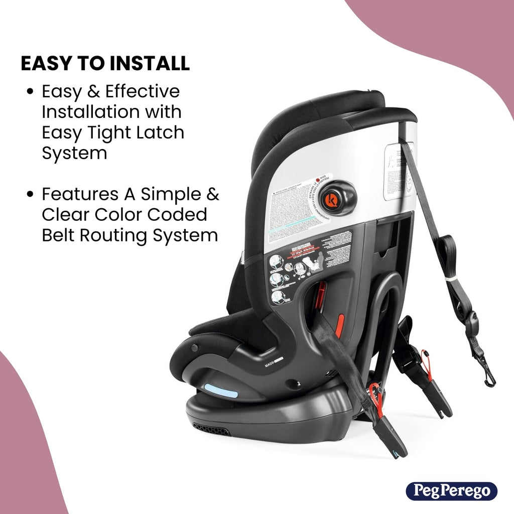 Peg Perego Primo Viaggio All-in-One Convertible Car Seat – Newborn to 10+ Years – 5-120 lbs – Height Adjustable & Slim, 100% FR-Free, Made in Italy, Licorice (Black)