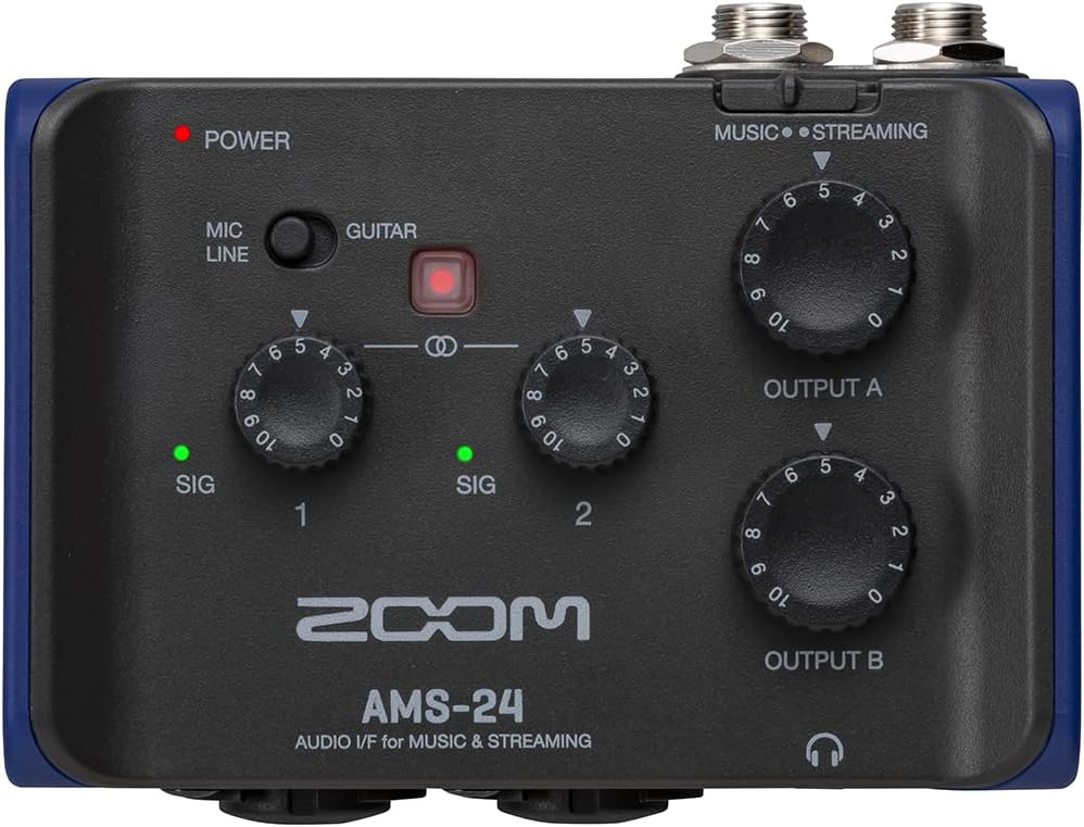 Zoom AMS-24 USB Audio Interface for Musicians & Podcasters with 2 Inputs, 4 Outputs, Loopback, Direct Monitoring & Bus Power for PC, Mac, iOS & Android